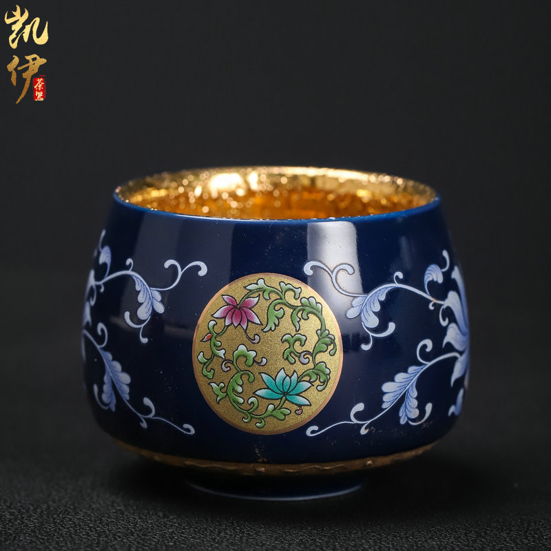 Colored enamel gold cup creative ceramic sample tea cup master cup single CPU kung fu tea tea bowl, gift boxes