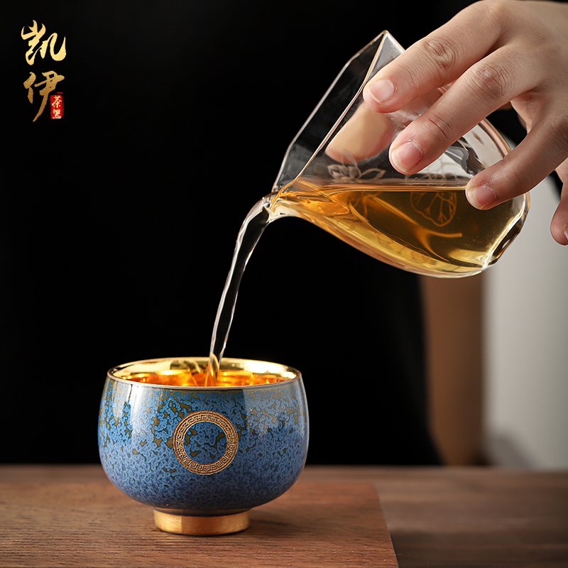 Temmoku up gold lamp that kung fu tea cup sample tea cup tea cup gold glass ceramic masters cup private ordering