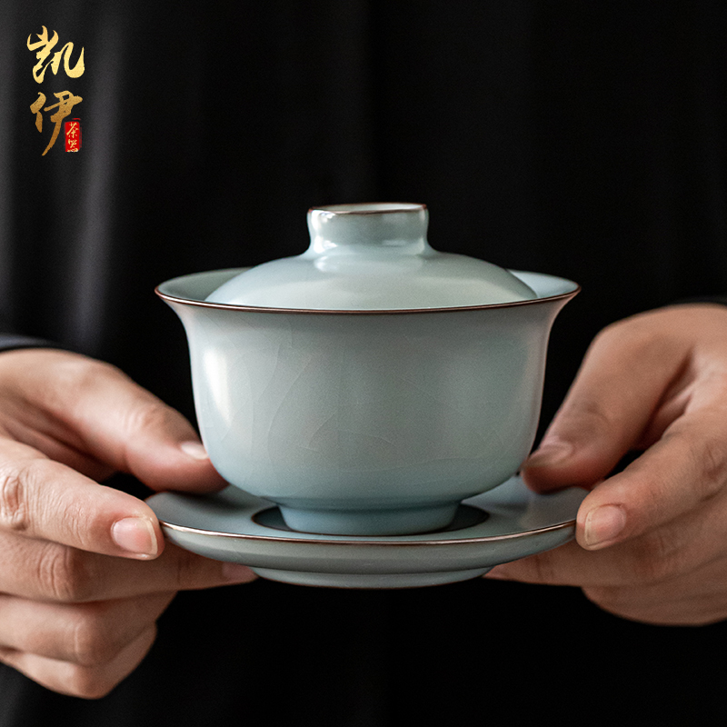 Iron tire your up mouths tureen start to raise three tureen ceramic cup tea bowl to bowl kung fu tea set