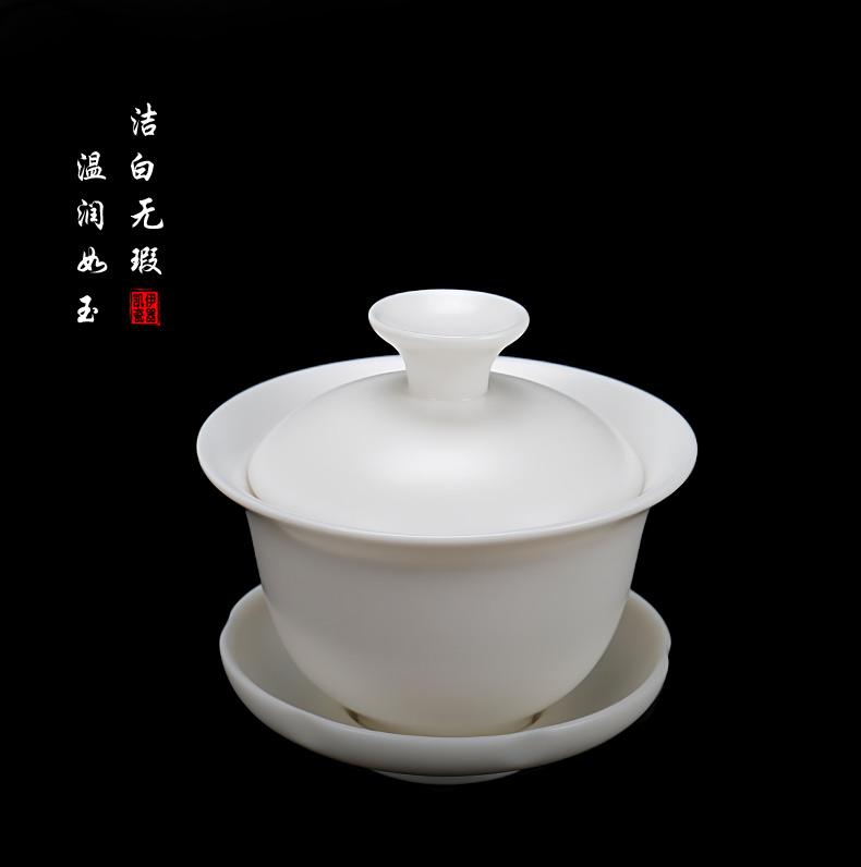 Kate dehua white porcelain craft teapot only three tureen kung fu tea set three cup teapot white ceramic household