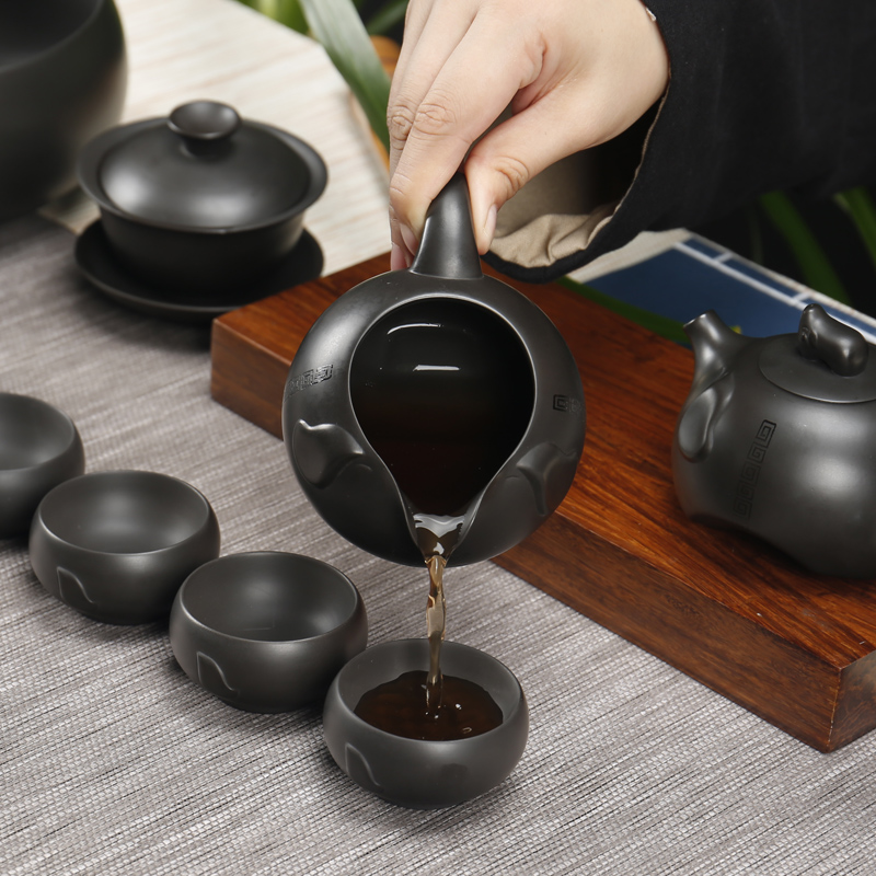 Kate purple sand tea set 6 cup only kung fu tea to wash the teapot a large dark violet arenaceous household make tea by hand