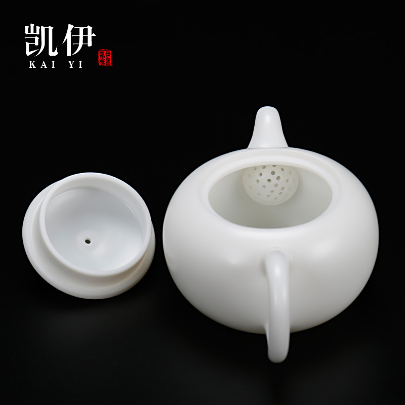 Kate dehua white porcelain craft teapot fu tea pot of kung fu tea set single pot teapot ivory white ceramic household