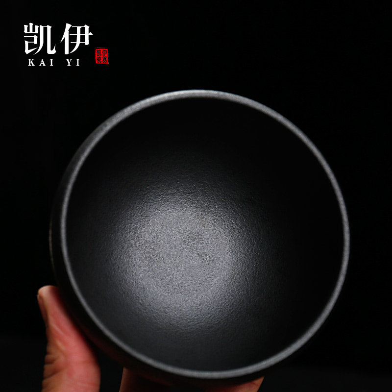 Kate coarse pottery tea large kung fu tea tea accessories ceramic water to wash dishes simple black pottery bowl with restoring ancient ways