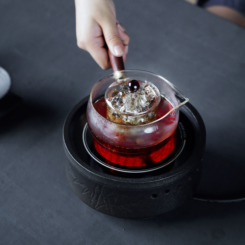 Kate TaoLu boiled tea machine household black pottery tea set kung fu tea side of high temperature resistant glass pot of warm tea
