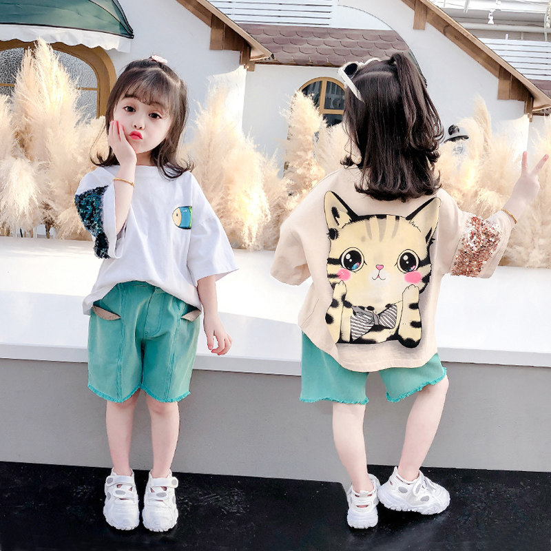 Baby girl girl summer dress set 0 a 1-2-3 year old Foreign school net red clothes girl sports small children's clothing two-piece set