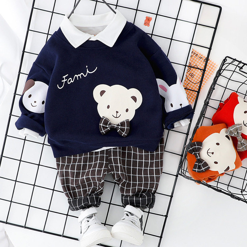 Baby boy spring suit 2022 new western style baby clothes 0 one 1 year old boy spring and autumn sweater 2 two-piece set 3