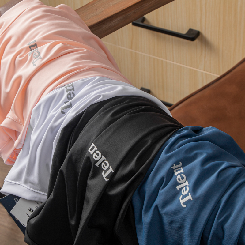 Ice Silk Smooth Brand Discount Oversized Elastic Speed Dry Fabric Men's Pure Color Round Collar Sports Fitness Short Sleeve T-shirt