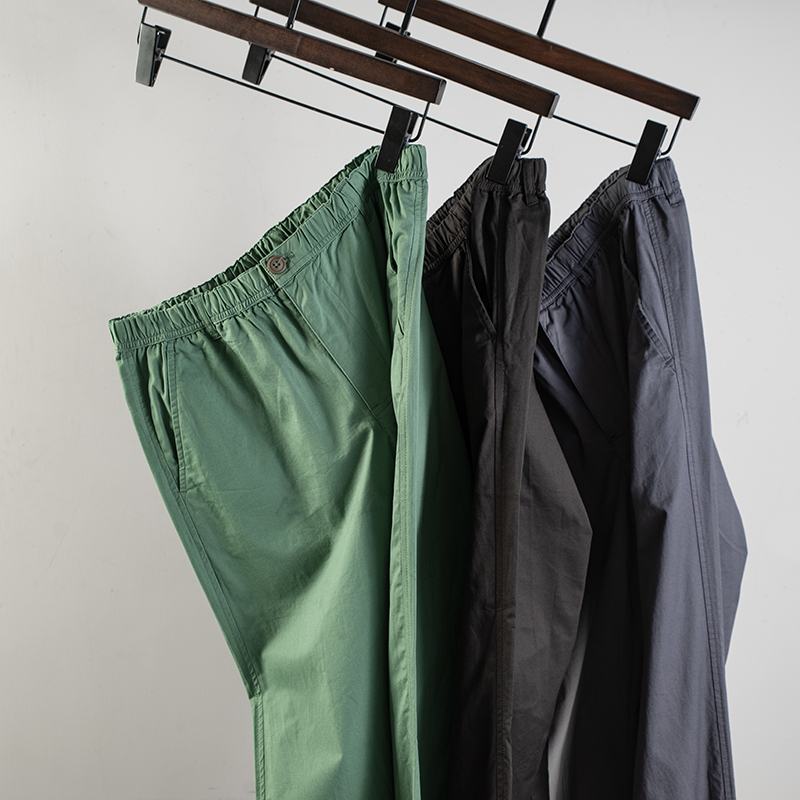 Fitting Room Cut Mark 2020 New Elastic Waist Twill Striped Yarn Card Combed Slim bunches Elastic Casual Pants