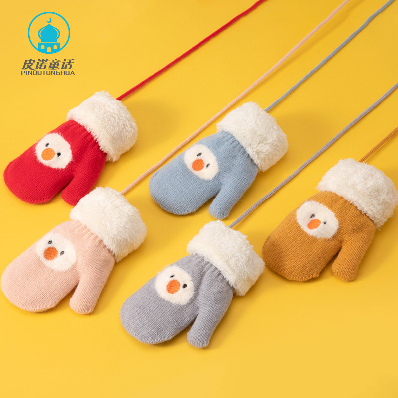 Children's gloves baby autumn and winter warmth cute all-finger boy girl baby gush thickened glove Korean version