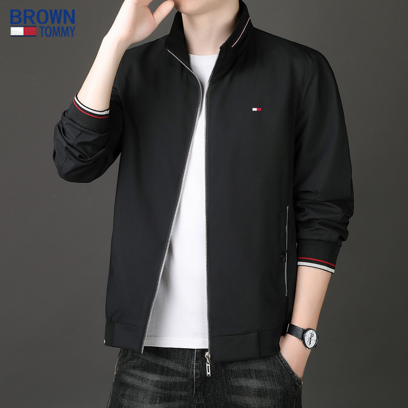 Brown Tommy Brown Tommy Spring, Summer and Autum Jacket Men's Thin Style Young and Middle-Aged Men's Stand-Up Collar Slim Jacket