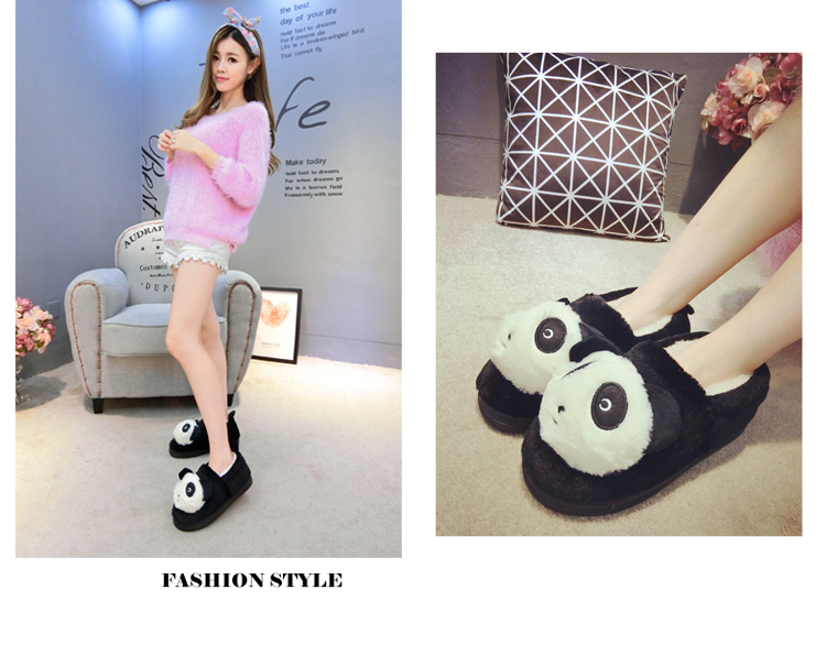 2018 mới mùa đông gấu trúc sang trọng cotton nhà dép nữ chống trượt túi dày dưới cùng với giày ấm áp nam và nữ cha mẹ trẻ em dép nhựa đi trong nhà tắm