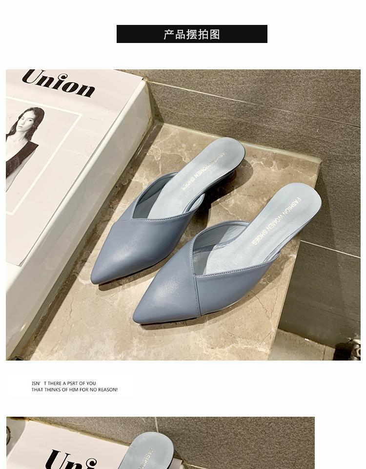 Nhỏ tươi lười da mềm miệng nông mèo với một nửa dép nữ giày cao gót nữ 3cm mùa hè mát mẻ kéo nhọn Giày Muller - Dép những mẫu dép nữ hot nhất hiện nay