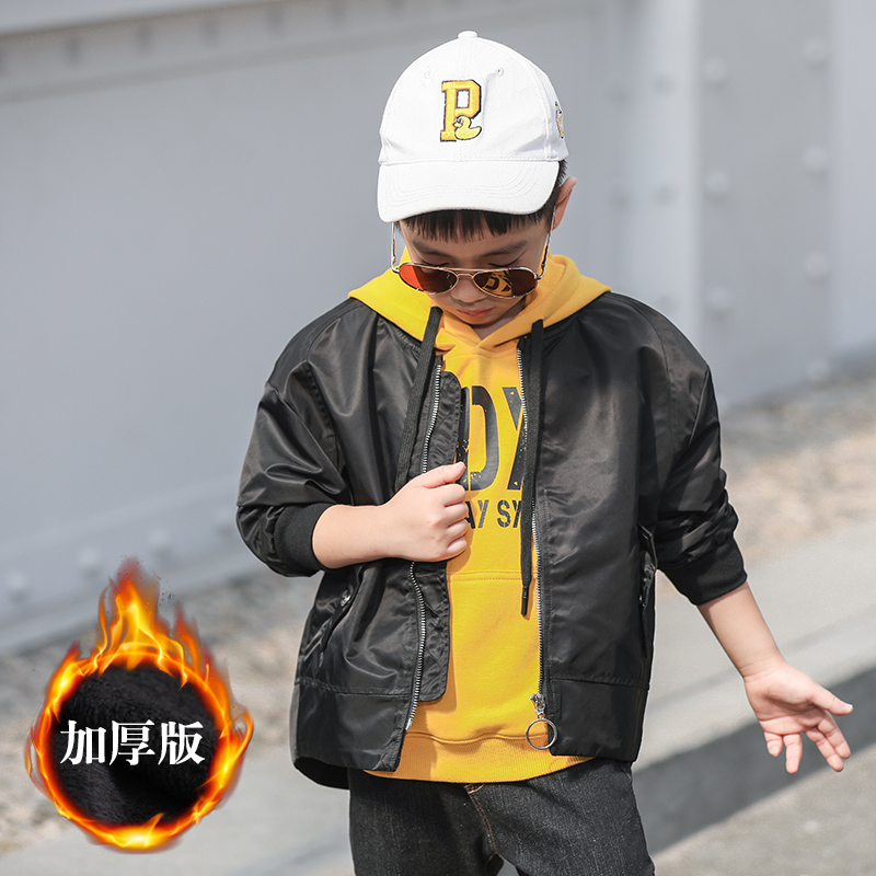 Jacket 2018 Autumn / Winter Outfits New Clip trẻ em bông Medium Big Kids Jacket Quần áo Boys Fat Boy bóng chày ăn mặc trẻ em ẩm dày.