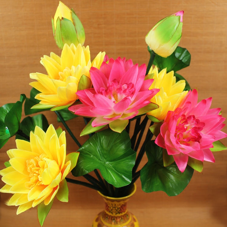 Emulated Lotus Lily Flowers for Buddha Supplies Lotus Temple Buddha Hall Decoration Lotus Flower Fake Flower Plastic Lotus Flower