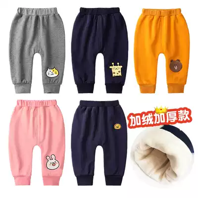 Baby pants plus velvet thickened autumn and winter big butts men's babies big pp pants boys and girls wear 1 a 3 years old