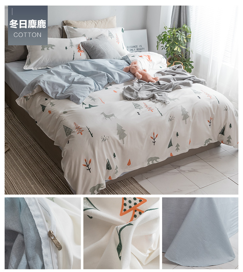 Nam cực cotton bốn mảnh tấm bông quilt cover sinh viên duy nhất ba mảnh đôi 4 bộ bộ đồ giường