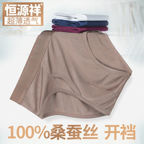 Hengyuanxiang silk underwear mens ultra-thin U bulge part breathable summer mens mulberry silk dad triangle trousers