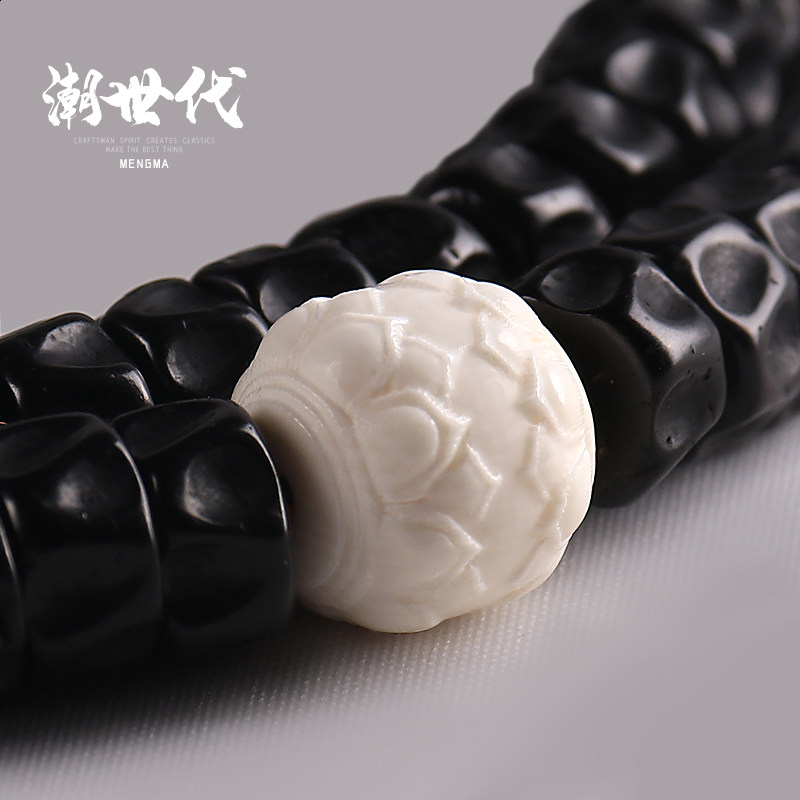 Ice Mammoth Ivory Carved Double Lotus Balls Separated Beads Two Scattered Buddha Beads Star Moon Vajra Bodhi DIY Accessories