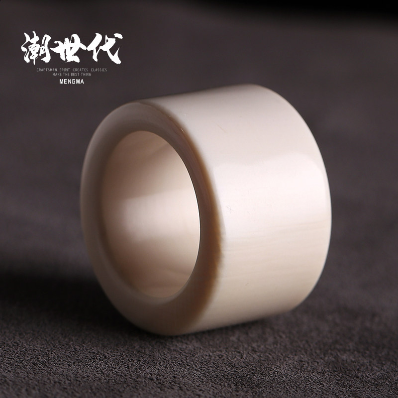 Ice Feed Mammoth Ivory Carve Full Textured Original Mine Stock Polished Pull Finger Ring Men's Ring Gift Gift-giving