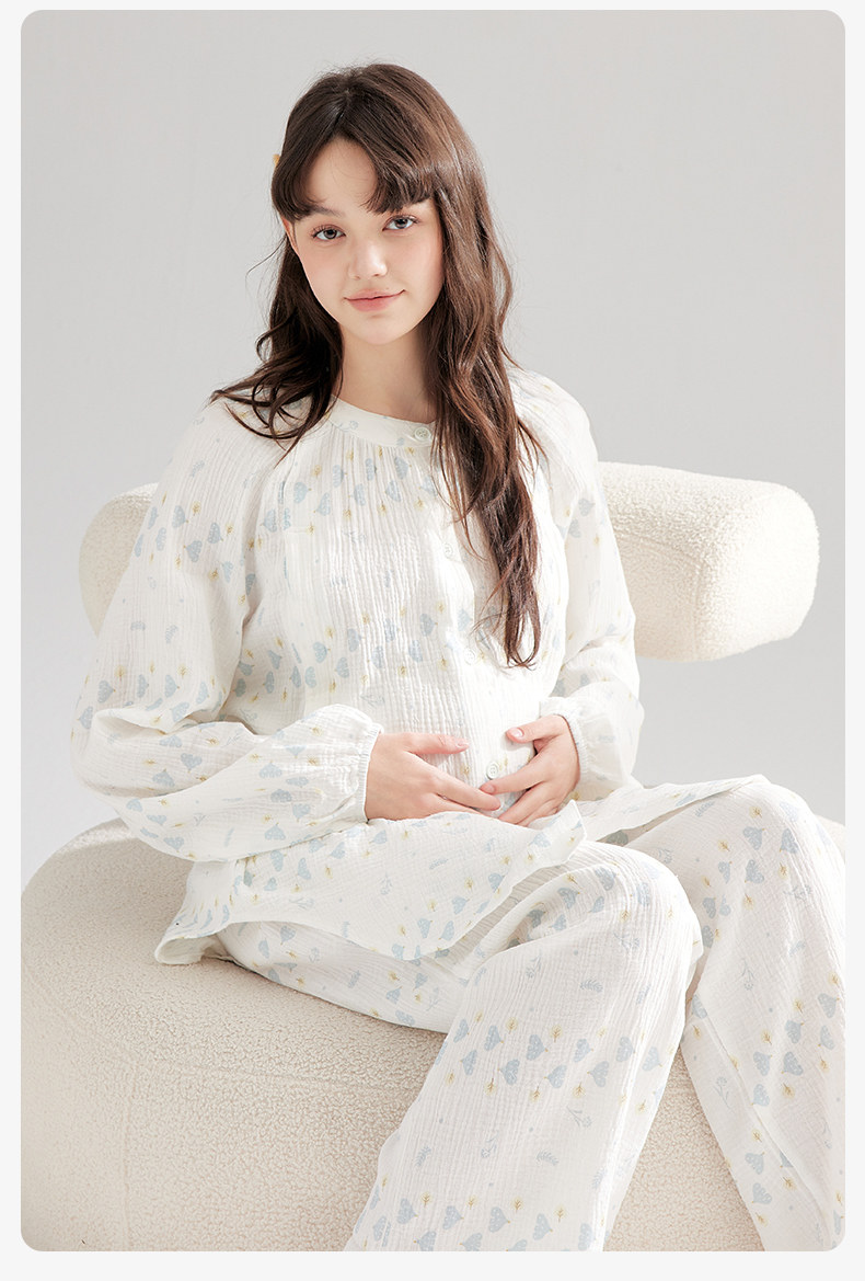 纱布月子服夏季薄款产后双层纯棉喂奶家居服哺乳孕妇睡衣女春秋 — 22