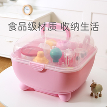 Baby bottle storage box Drain drying rack Baby tableware storage and finishing box Portable large dustproof cover