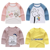 Áo thun trẻ em tay dài mùa thu và cotton mùa đông Áo sơ mi trẻ em tay dài cho bé trai và bé gái chạm đáy xuân hè đồ bộ cho bé gái