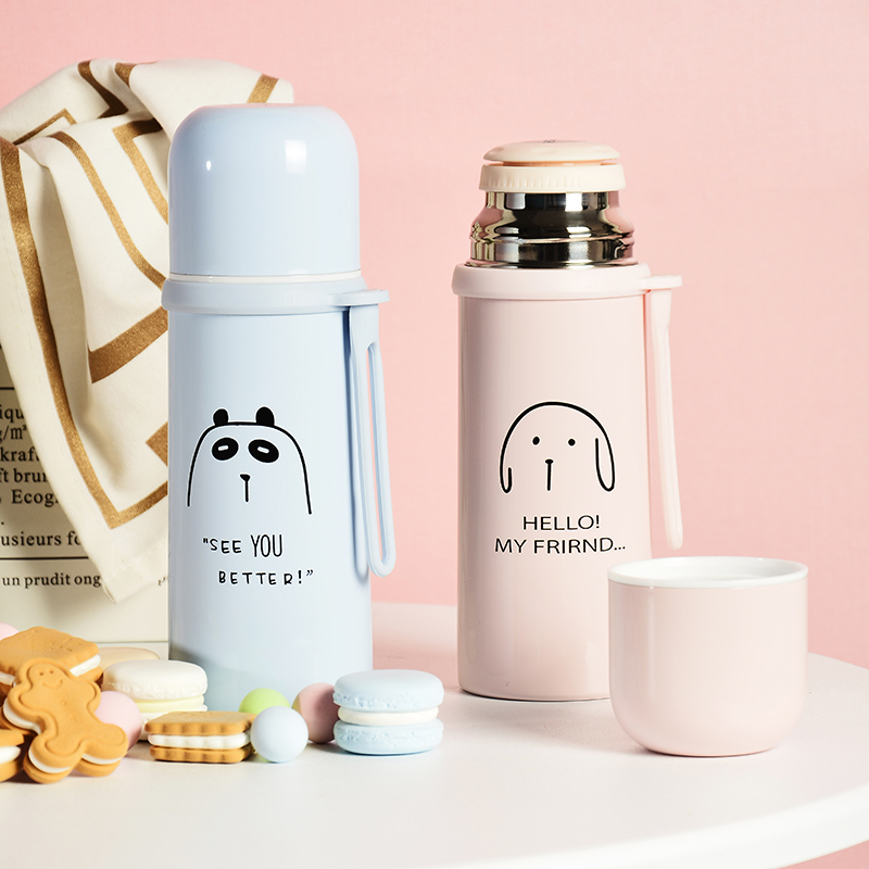 Primary school student children's water cup thermos cup female cute student portable large capacity simple with lid can drink water cup male