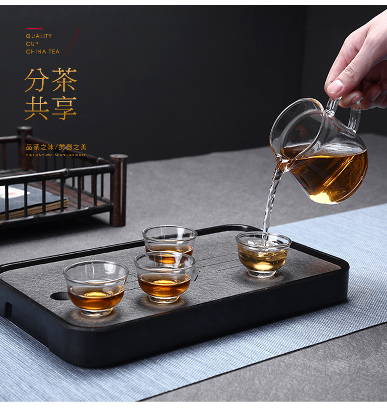 Transparent glass tea set suit small household teapot tea cup set of heat resisting Japanese contracted kung fu tea accessories