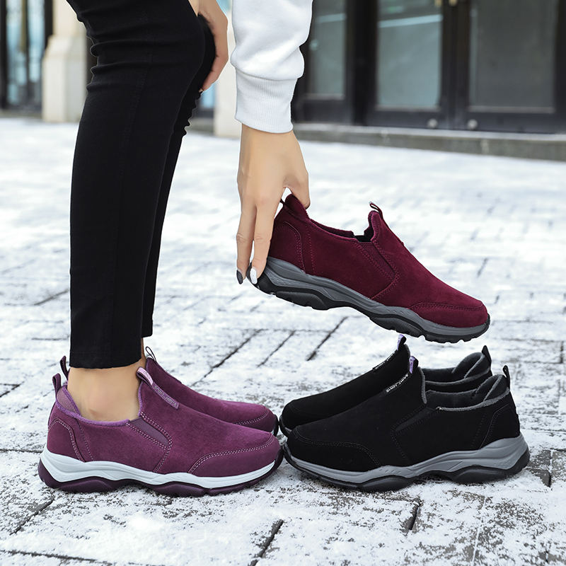 Elderly shoes women's plus velvet winter mother's shoes soft bottom women's non-slip comfortable leisure elderly walking shoes a pedal to keep warm