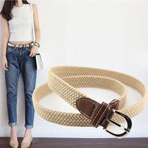 Elastic cloth belt women canvas woven girl Joker belt teenage women fashion cloth pants metal New Soft