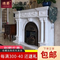 Marble fireplace European-style carved villa living room background wall Stone decorative cabinet Stone carved mantelpiece spot