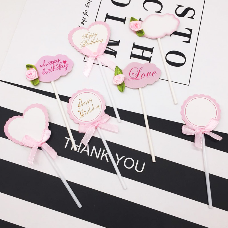 Birthday Cake Decoration Inserted blank Cards Blessing to write Card Insert Flag Happy Birthday plug-in Card-Taobao