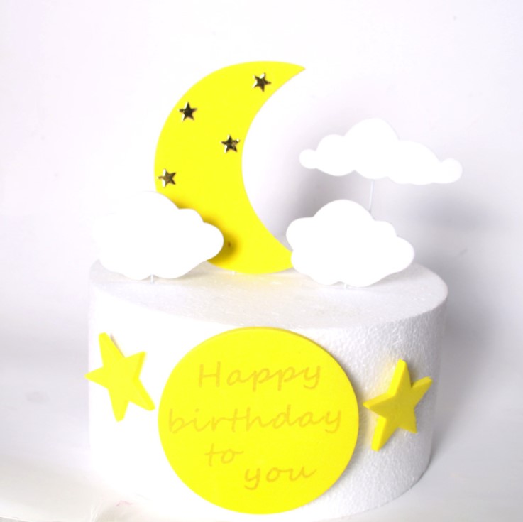 Baking Cake Decoration Imitation Turning Sugar Moon Stars Clouds plug-in plug-in Baby ballroom Dress Doughnut Dress-Taobao