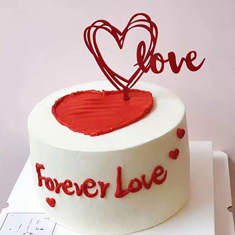Valentine's Day cake decoration insert acrylic red love love couple birthday party baking cake insert
