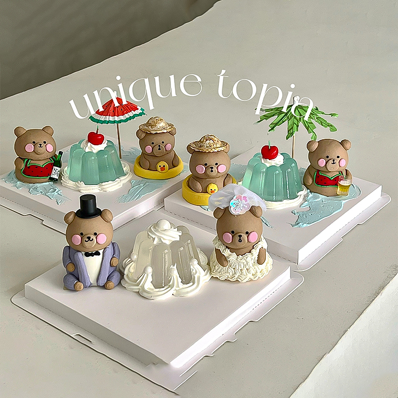 Summer 520 Wedding Cake Decoration Anniversary Proposal Watermelon Umbrella Straw Hat Wine Bottle Wedding Dress Teddy Bear Hand-Painted Dessert Summer 520 Wedding Cake Decoration Anniversary Proposal Watermelon Umbrella Straw Hat Wine Bottle Wedding Dress Teddy Bear Hand-Painted Dessert