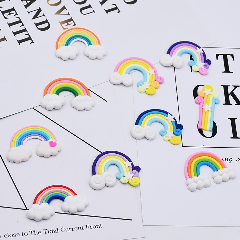 Baking Cake Decoration Soft Pottery Rainbow Cloud Duo Stars Rainbow Candy Color Soft Pottery Cake Decoration Swing Accessories