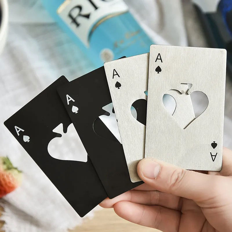 4 Ace of Spades bottle opener outdoor portable credit card type poker-shaped stainless steel bottle opener beer bottle opener