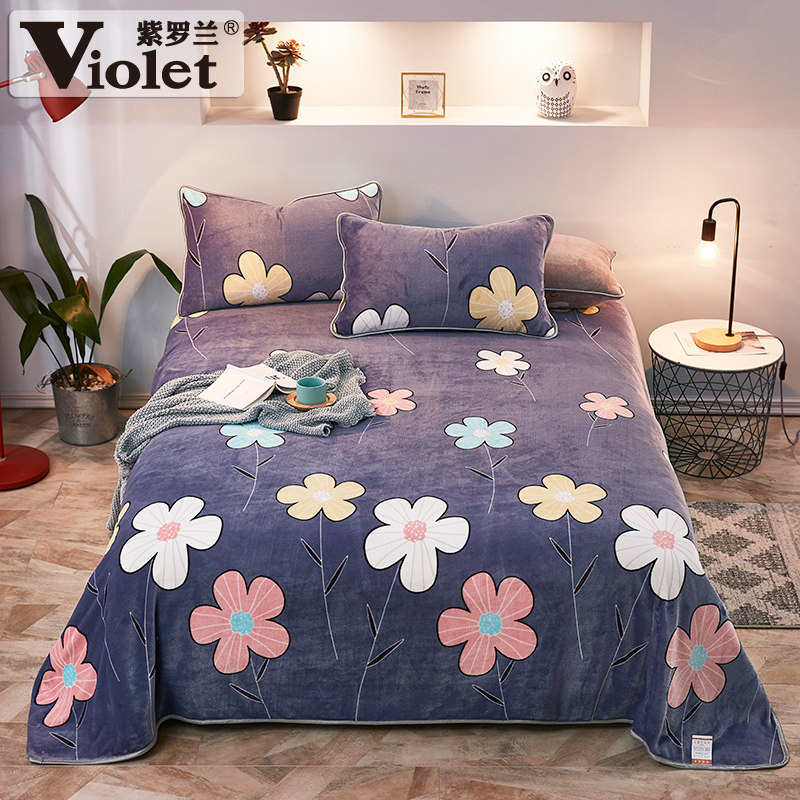 紫罗兰 加厚牛奶绒床单被单 天猫优惠券折后￥39起包邮（需领券）多款可选