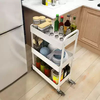 Movable small trolley living room kitchen floor rack seasoning tank rack multifunctional household storage layer shelf
