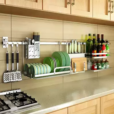 Wurun kitchen storage rack wall hanging seasoning rack 304 stainless steel bowl rack sink rack hanger rack
