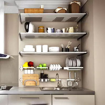 Wurun 304 stainless steel microwave furnace rack kitchen storage rack utility rack pot storage layer rack wall rack