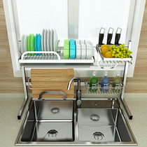 Wurun drain rack kitchen bowl rack dish rack sink storage rack 304 stainless steel window wall rack