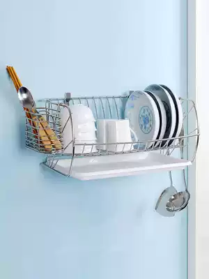North and south 304 stainless steel single-layer wall-mounted bowl rack drain rack Free-standing kitchen wall-mounted drip bowl rack