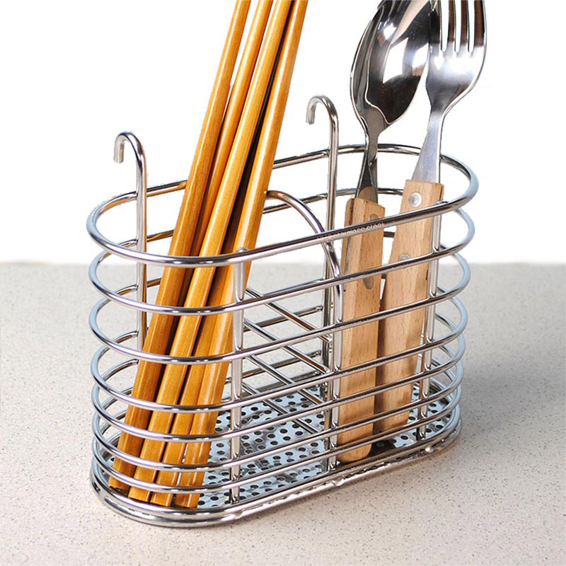 North and south 304 stainless steel hanging chopstick tube Kitchen drain chopstick rack Chopstick cage for knives, forks and spoons storage box