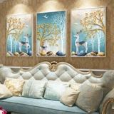 Полный вышитый кросс -ход Fortune Deer Living Room Простая и современная европейская лось 2023 Новая вышитая санлианская спальня Cross Cross Stroke