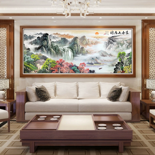 Картина «Горная резиденция Фучунь», вышивка крестом, самостоятельная вышивка, 2025, новая гостиная, большой пейзаж, картина «Проточная вода» производит вышивку «Богатство»