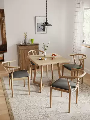 Norse dining table and chair combination modern simple square table 2 people 4 household dining table small apartment Nordic table and chair