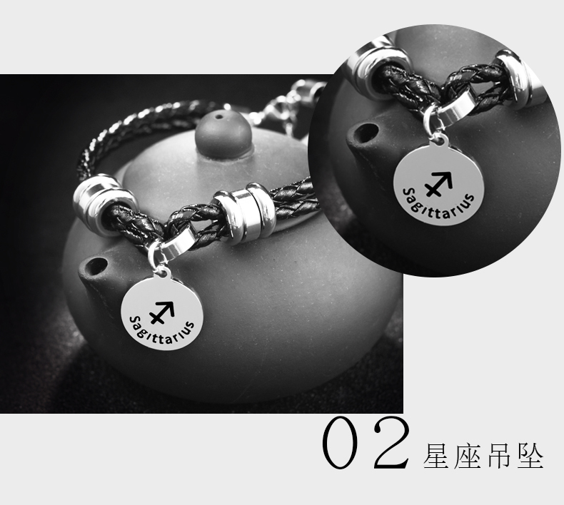 Titanium thép 12 chòm sao đôi vòng chân nam nữ một cặp dây chuyền chữ cá tính Hàn Quốc sinh viên dệt tay đơn giản các mẫu lắc chân bạc nữ đẹp