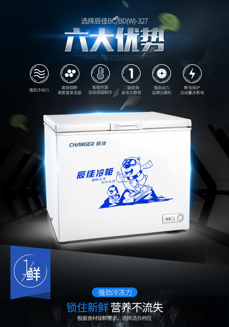 CHANGER / Chen Jia BC / BD (w) -327 Tủ đông chuyển đổi hộ gia đình Tủ đông Tủ lạnh Thương mại - Tủ đông tủ đông mềm