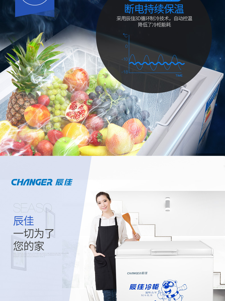 THAY ĐỔI Chen Jia BCBD (W) -227 lít hộ gia đình chuyển đổi nhiệt độ duy nhất tủ đông tủ đông thương mại - Tủ đông tủ đông sanaky 400 lít